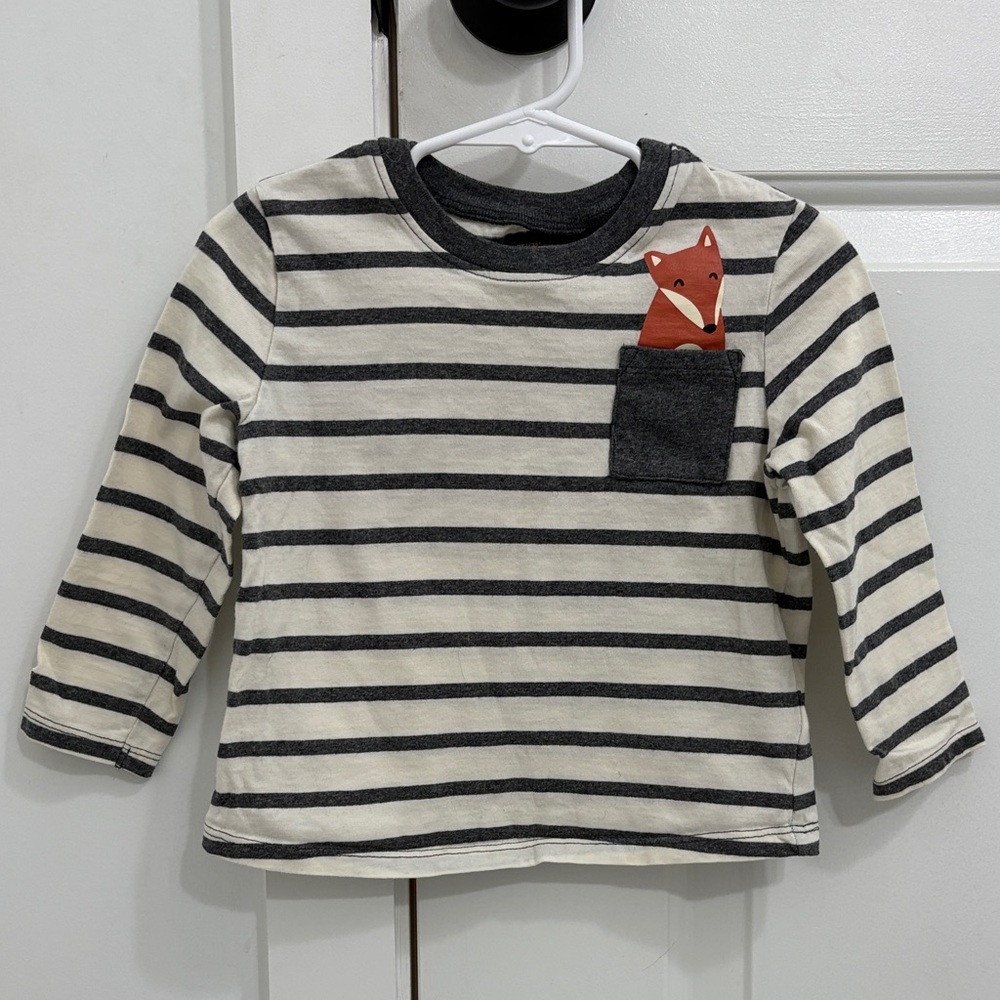 Striped Toddler Shirt with Fox Pocket